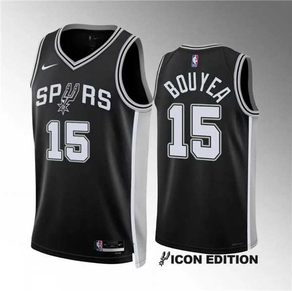 Men%27s San Antonio Spurs #15 Jamaree Bouyea Black Icon Edition Stitched Basketball Jersey Dzhi->sacramento kings->NBA Jersey